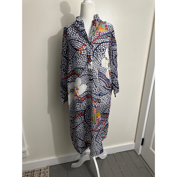 Catherine Ogust Dresses & Skirts - Vintage Catherine Ogust Penthouse Gallery Floral Geometric Shift Dress Navy Blue